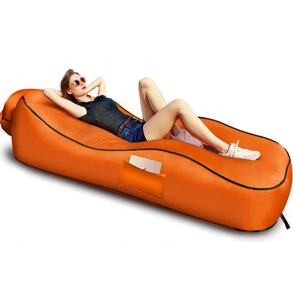 Nylon material AeroLounger Inflatable Lounger outdoor Compact Pump-Free Inflatable Lounger, Outdoor Inflatable Sofa, Compact & Portable Waterproof, Air Leakage-Proof Design, Packs Down in Seconds for Beach,Pool