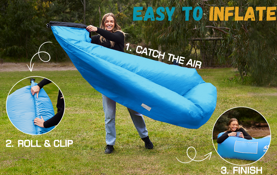 Inflatable Lounger Beach Chair Accessories, Air Sofa Hammock Inflatable Couch for Camping Backyard Lakeside with Compression Sacks, Ideal Outdoor Gifts for Adults
