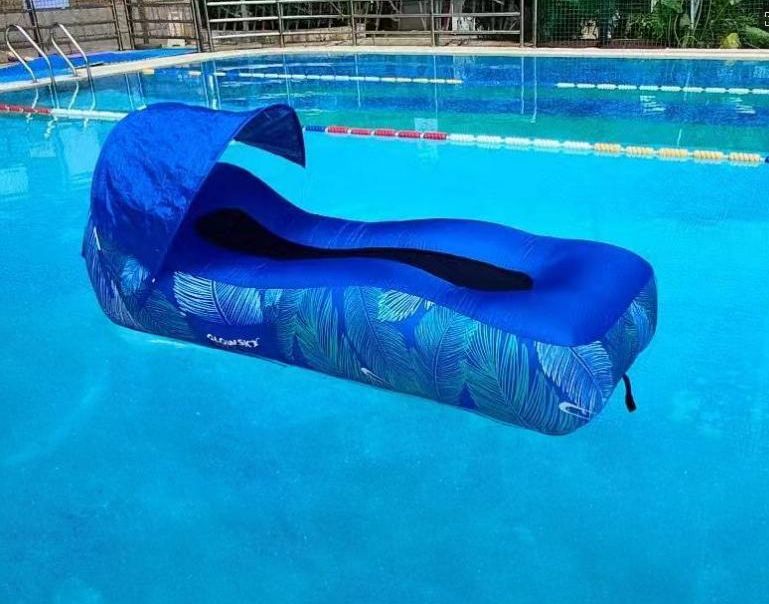 Lounger Air Sofa with Sun Shade Cover Waterproof Inflatable Couch Chair for Camping Beach Hiking Backyard, Easy to Set Up Inflatable Couch