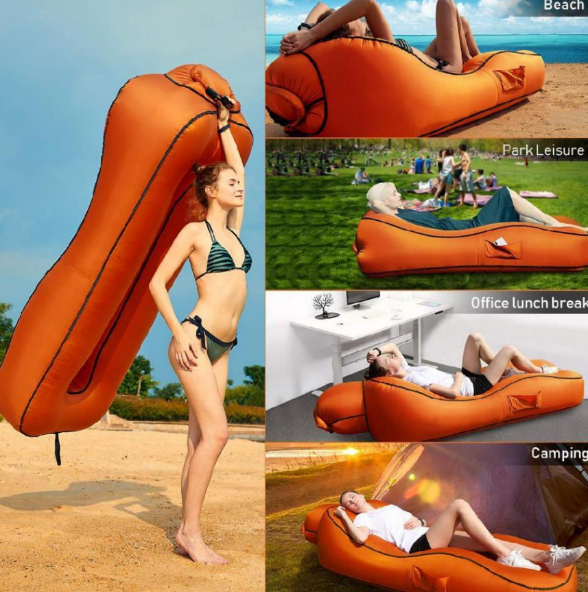 Nylon material AeroLounger Inflatable Lounger outdoor Compact Pump-Free Inflatable Lounger, Outdoor Inflatable Sofa, Compact & Portable Waterproof, Air Leakage-Proof Design, Packs Down in Seconds for Beach,Pool